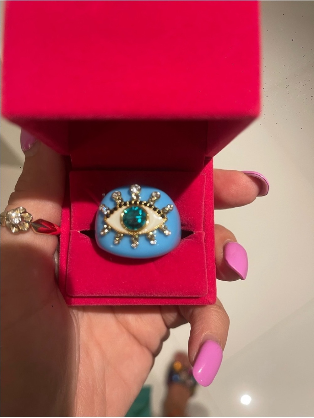 Kurt Geiger Blue  EVIL EYE STATEMENT RING 👁️✨ Luxury Energy Only - Picture 3 of 4